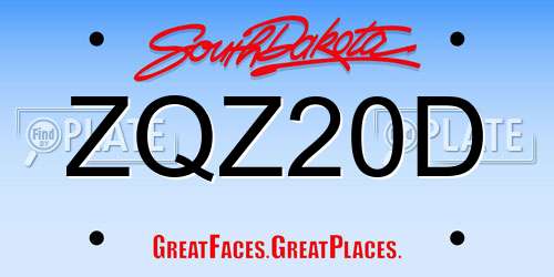 ZQZ20D South Dakota License Plate