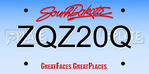 ZQZ20Q South Dakota License Plate
