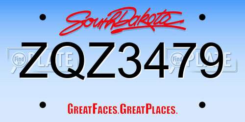 ZQZ3479 South Dakota License Plate