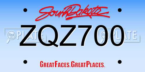 ZQZ700 South Dakota License Plate