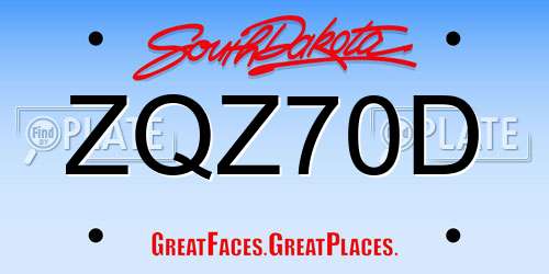 ZQZ70D South Dakota License Plate