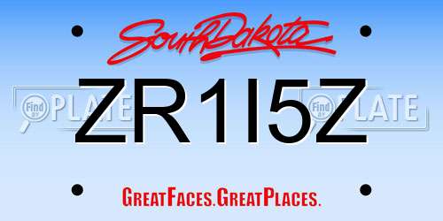 ZR1I5Z South Dakota License Plate