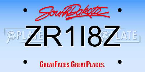 ZR1I8Z South Dakota License Plate