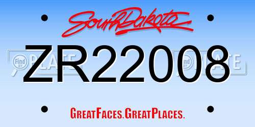 ZR22008 South Dakota License Plate