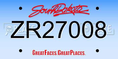 ZR27008 South Dakota License Plate