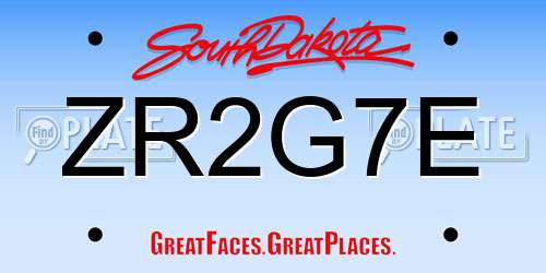 ZR2G7E South Dakota License Plate