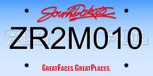 ZR2M010 South Dakota License Plate