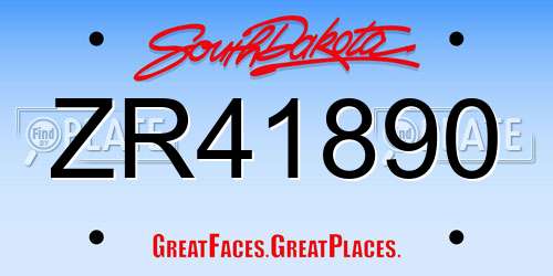 ZR41890 South Dakota License Plate