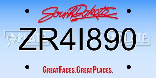 ZR4I890 South Dakota License Plate