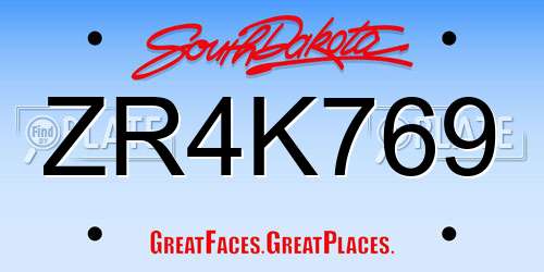ZR4K769 South Dakota License Plate