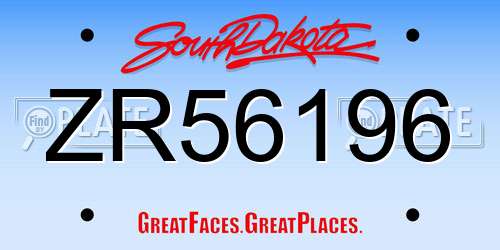 ZR56196 South Dakota License Plate