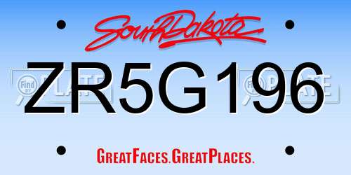 ZR5G196 South Dakota License Plate