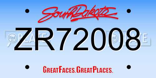 ZR72008 South Dakota License Plate