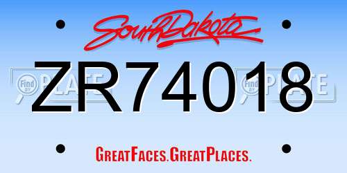 ZR74018 South Dakota License Plate