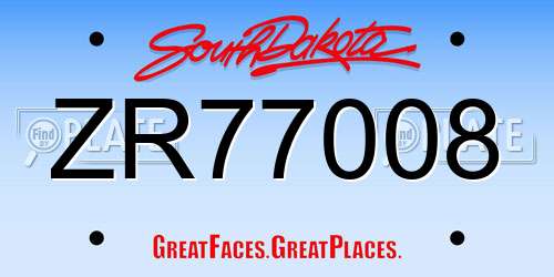 ZR77008 South Dakota License Plate