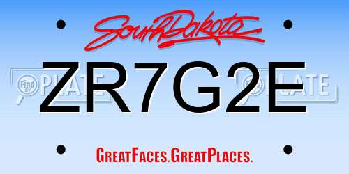 ZR7G2E South Dakota License Plate