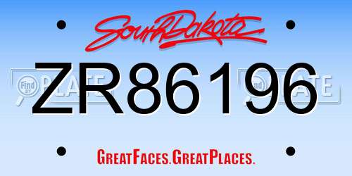 ZR86196 South Dakota License Plate