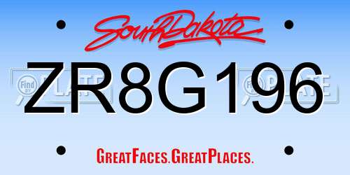 ZR8G196 South Dakota License Plate