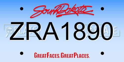 ZRA1890 South Dakota License Plate