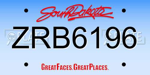ZRB6196 South Dakota License Plate