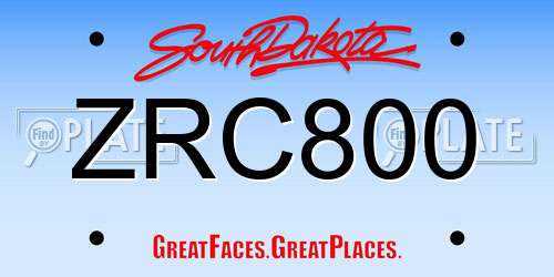 ZRC800 South Dakota License Plate