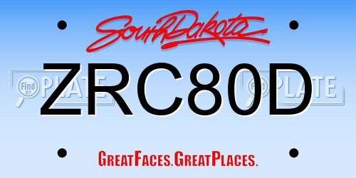 ZRC80D South Dakota License Plate