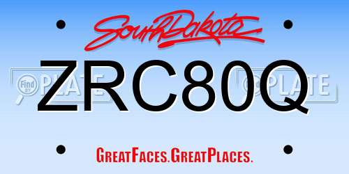 ZRC80Q South Dakota License Plate