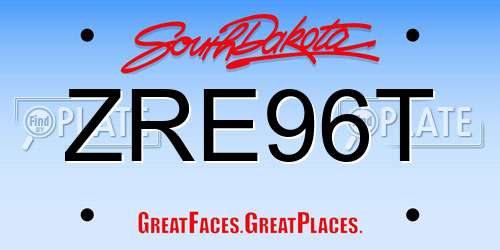 ZRE96T South Dakota License Plate