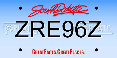ZRE96Z South Dakota License Plate