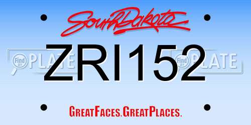 ZRI152 South Dakota License Plate