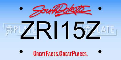 ZRI15Z South Dakota License Plate