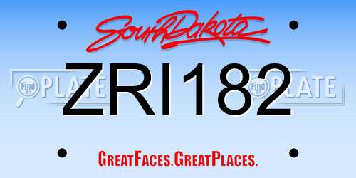 ZRI182 South Dakota License Plate