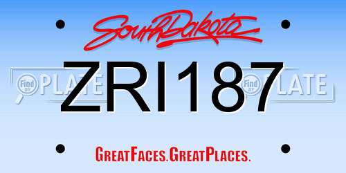 ZRI187 South Dakota License Plate