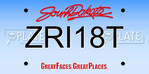 ZRI18T South Dakota License Plate