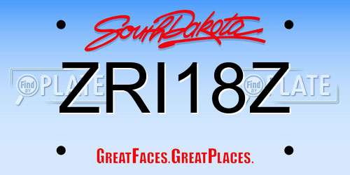 ZRI18Z South Dakota License Plate