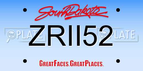 ZRII52 South Dakota License Plate