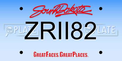 ZRII82 South Dakota License Plate