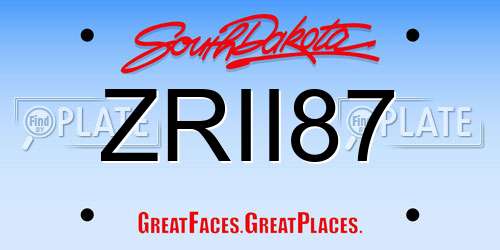 ZRII87 South Dakota License Plate