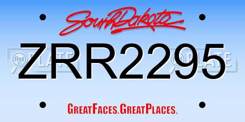 ZRR2295 South Dakota License Plate