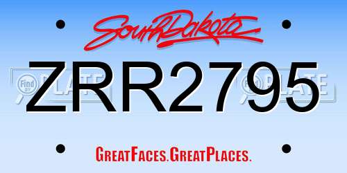 ZRR2795 South Dakota License Plate