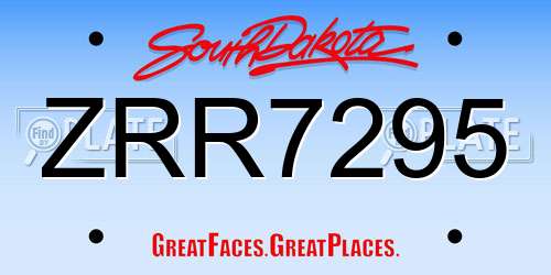ZRR7295 South Dakota License Plate