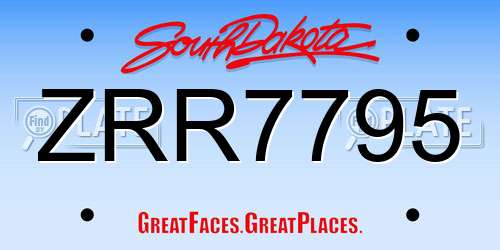 ZRR7795 South Dakota License Plate