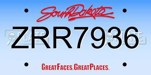 ZRR7936 South Dakota License Plate