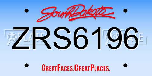 ZRS6196 South Dakota License Plate