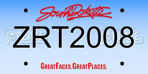 ZRT2008 South Dakota License Plate