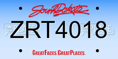 ZRT4018 South Dakota License Plate