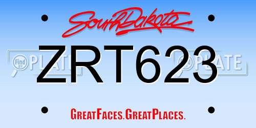 ZRT623 South Dakota License Plate