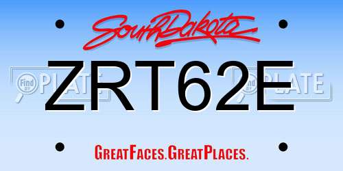ZRT62E South Dakota License Plate