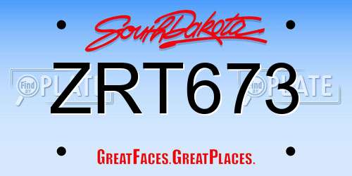 ZRT673 South Dakota License Plate