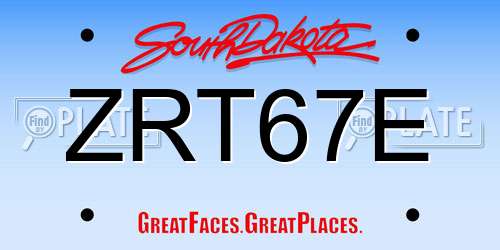 ZRT67E South Dakota License Plate